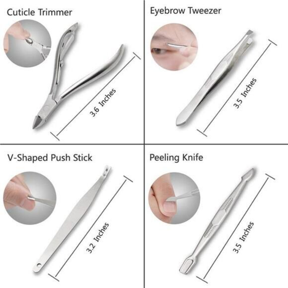 12 Piece Manicure Pedicure Kit Nail Clippers Set Grooming Tools Travel Case - Picture 5 of 7